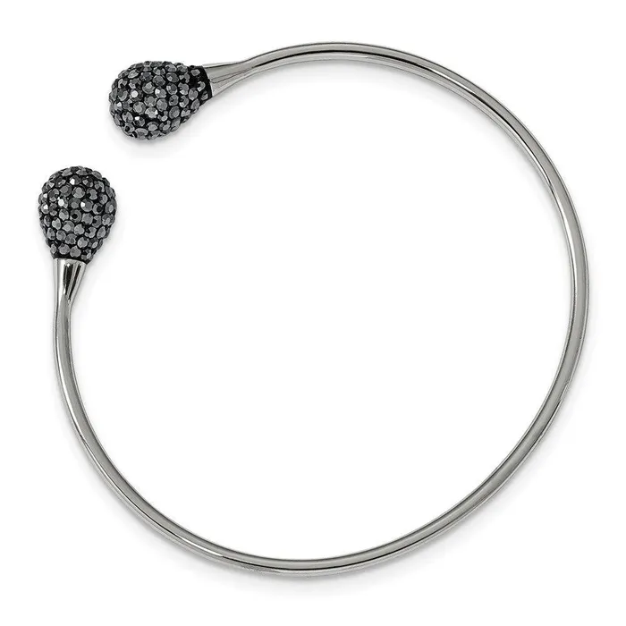 Stainless Steel Polished with Hematite Flexible Cuff Bangle Chisel Bracelets Stainless Steel Polished with Hematite Flexible Cuff Bangle Chisel Bracelets