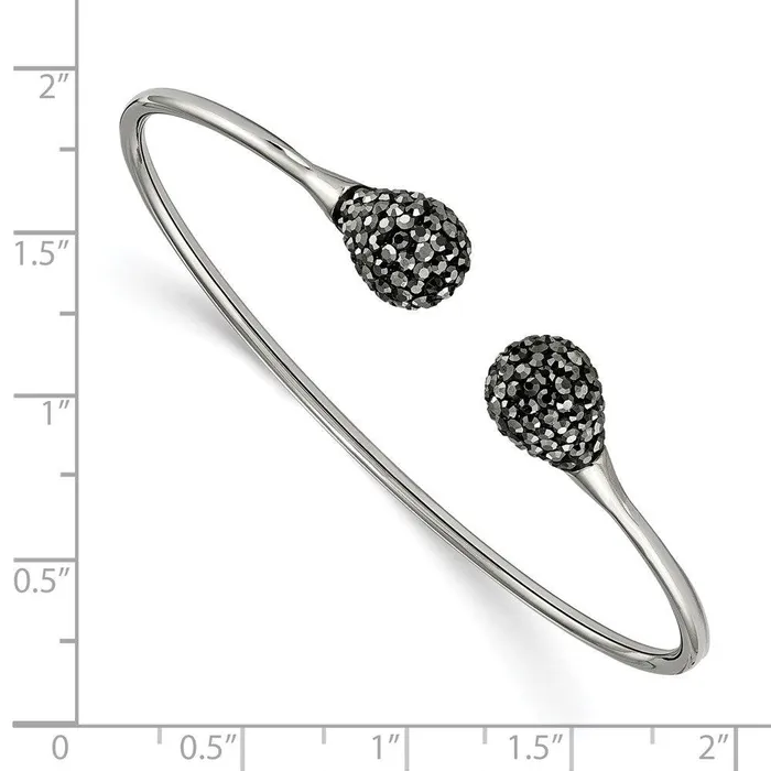 Stainless Steel Polished with Hematite Flexible Cuff Bangle Chisel Bracelets Stainless Steel Polished with Hematite Flexible Cuff Bangle Chisel Bracelets