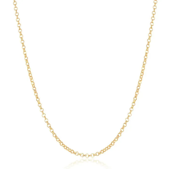 Sterling Silver Gold Plated 09mm Cable Chain 20 Classic Rings