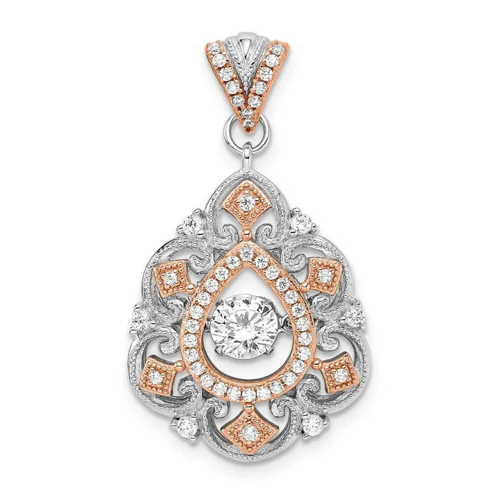Sterling Silver Platplate Rosetone Vibrant Swarovski Zirconia Fancy Penda Jewelry Rings Sterling Silver Platplate Rosetone Vibrant Swarovski Zirconia Fancy Penda Jewelry Rings