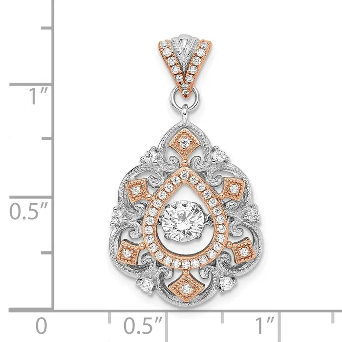 Sterling Silver Platplate Rosetone Vibrant Swarovski Zirconia Fancy Penda Jewelry Rings Sterling Silver Platplate Rosetone Vibrant Swarovski Zirconia Fancy Penda Jewelry Rings