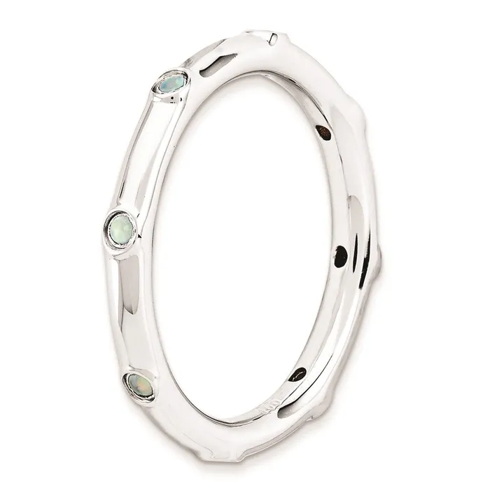 Sterling Silver Stackable Expressions Created Opal Ring QSK990 Stackable Expressions Rings