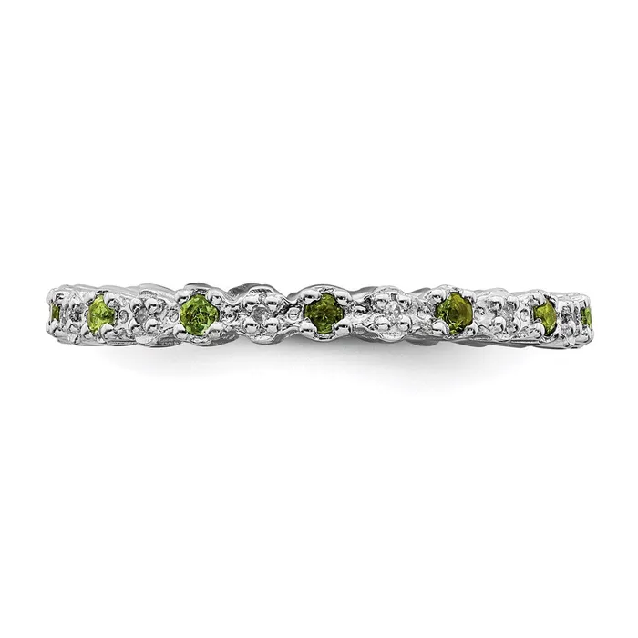 Sterling Silver Stackable Expressions Peridot Diamond Ring QSK539 Stackable Expressions Rings Sterling Silver Stackable Expressions Peridot Diamond Ring QSK539 Stackable Expressions Rings