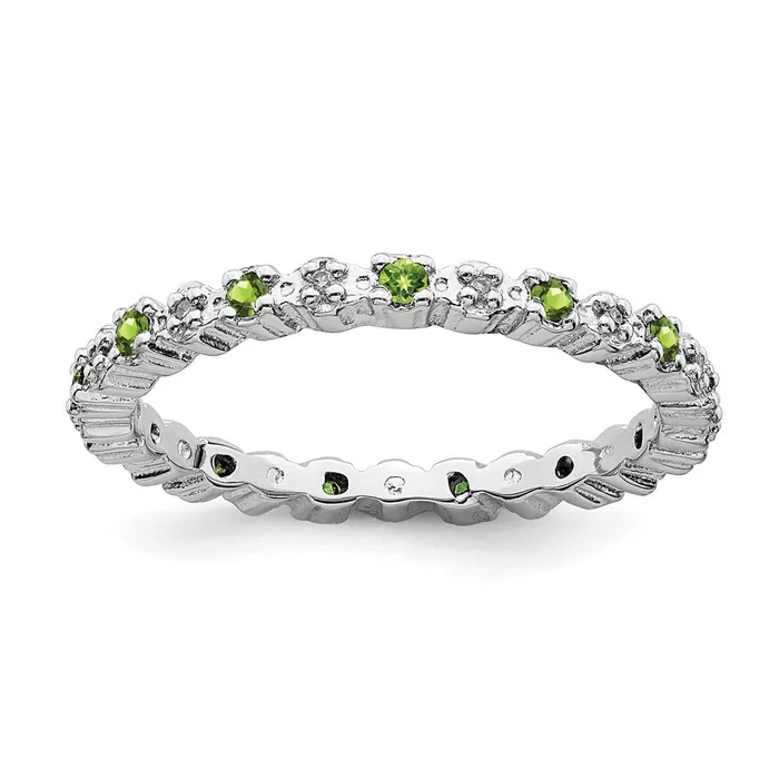 Sterling Silver Stackable Expressions Peridot Diamond Ring QSK539 Stackable Expressions Rings Sterling Silver Stackable Expressions Peridot Diamond Ring QSK539 Stackable Expressions Rings