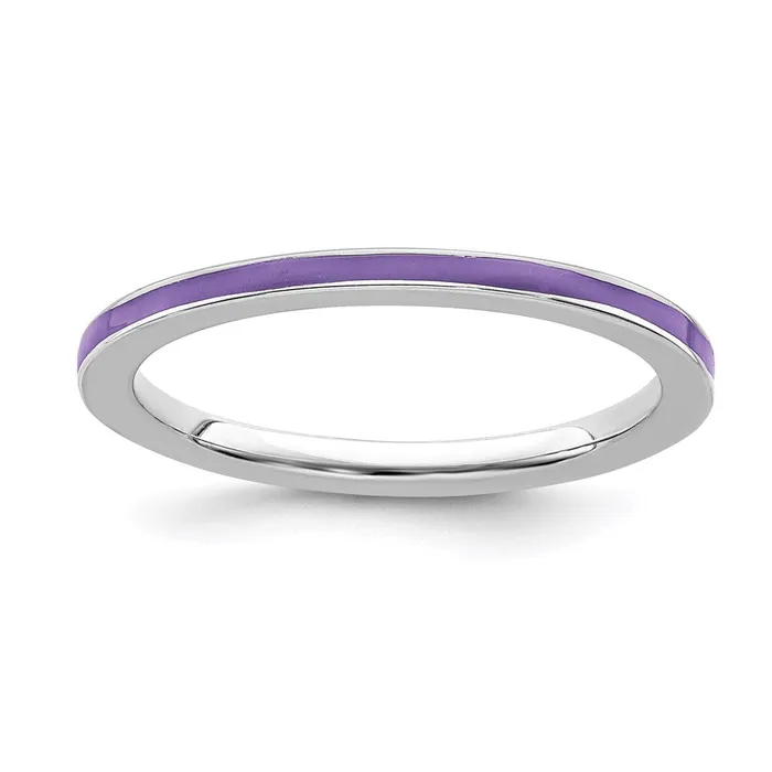 Sterling Silver Stackable Expressions Purple Enameled 15mm Ring QSK136 Stackable Expressions Rings