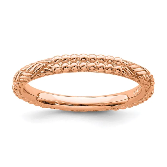 Sterling Silver Stackable Expressions Rose Goldplated Patterned Ring QSK1563 Stackable Expressions Rings Sterling Silver Stackable Expressions Rose Goldplated Patterned Ring QSK1563 Stackable Expressions Rings