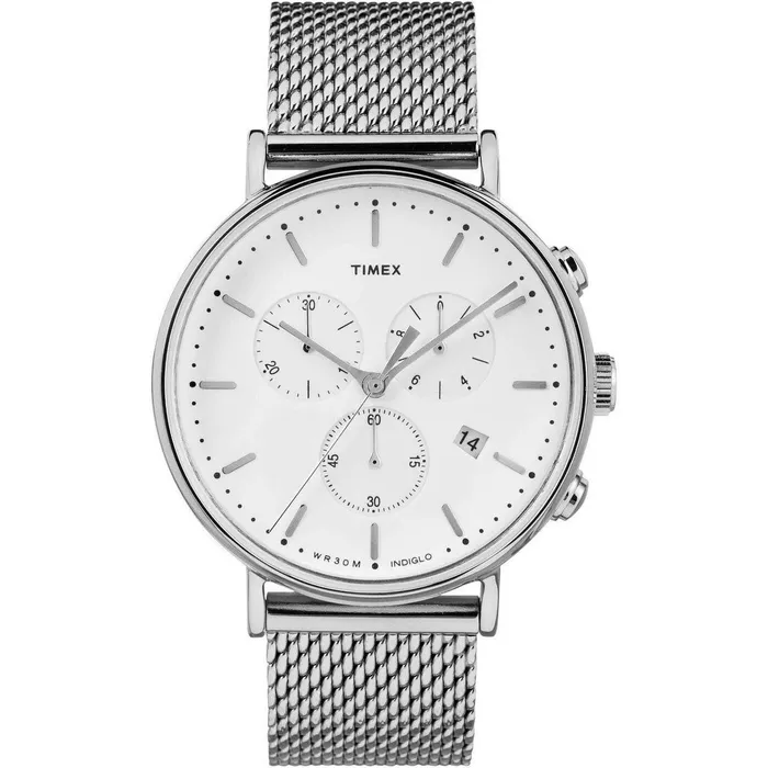 Timex Timex Mens Chronograph Watch Fairfield White Dial Mesh Bracelet TW2R27100VQ Bracelets Timex Timex Mens Chronograph Watch Fairfield White Dial Mesh Bracelet TW2R27100VQ Bracelets
