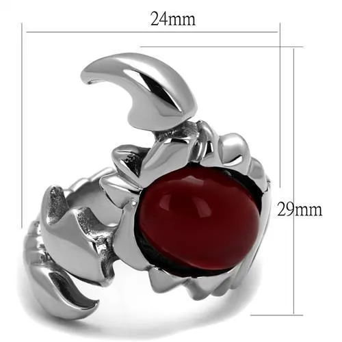 TK1969 High polished no plating Stainless Steel Ring with Synthetic Synthetic Glass in Siam Alamode Rings