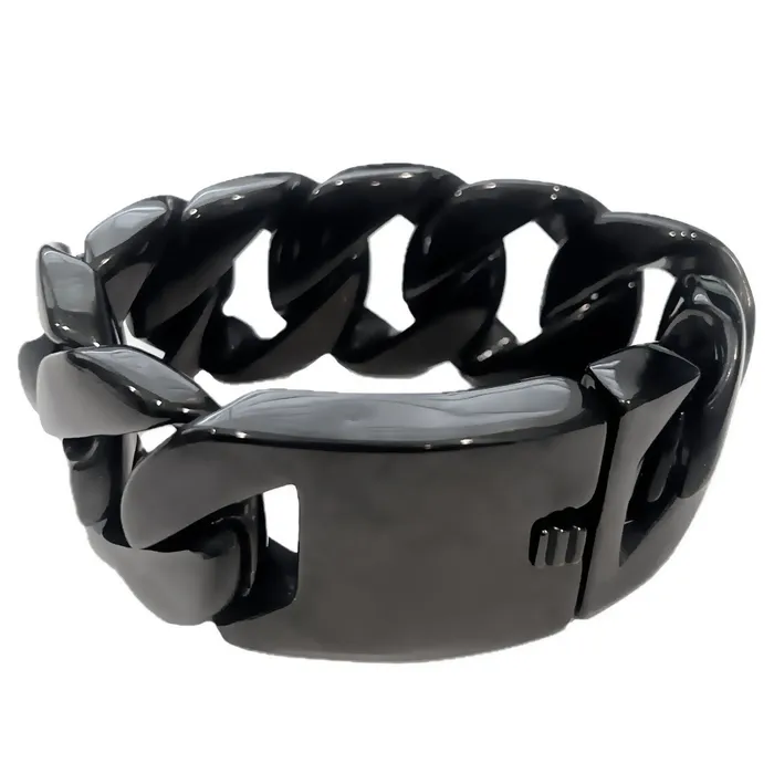 Vivi Bracelets Mens Huge Bracelet Black 316L Stainless Steel Cuban 85 x 30MM Vivi Bracelets Mens Huge Bracelet Black 316L Stainless Steel Cuban 85 x 30MM