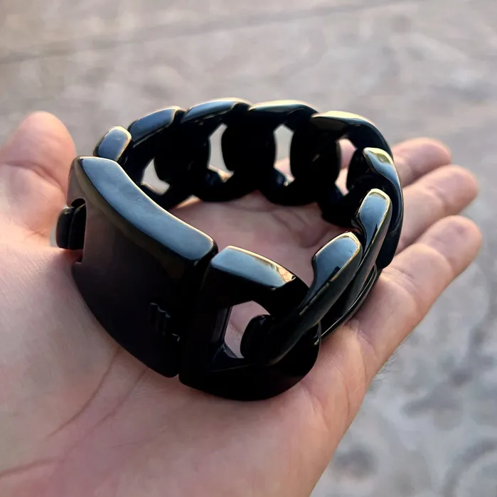 Vivi Bracelets Mens Huge Bracelet Black 316L Stainless Steel Cuban 85 x 30MM