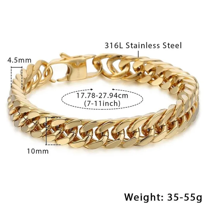 VVS Jewelry 10mm Double Curb Link Bracelet VVS Jewelry Bracelets