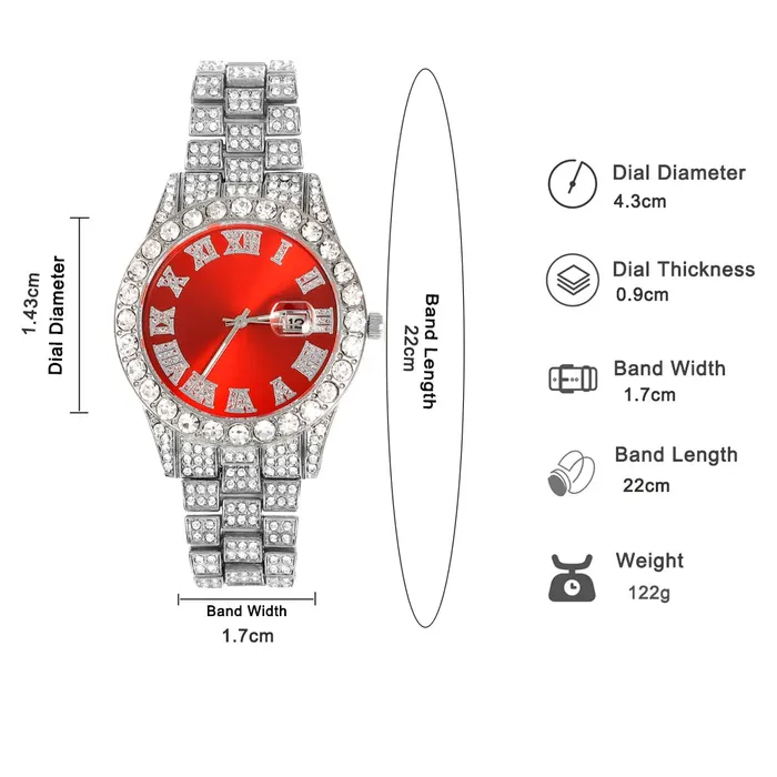 VVS Jewelry Bracelets 16mm Cuban Link Chain Cross Watch Bracelet Bundle Set
