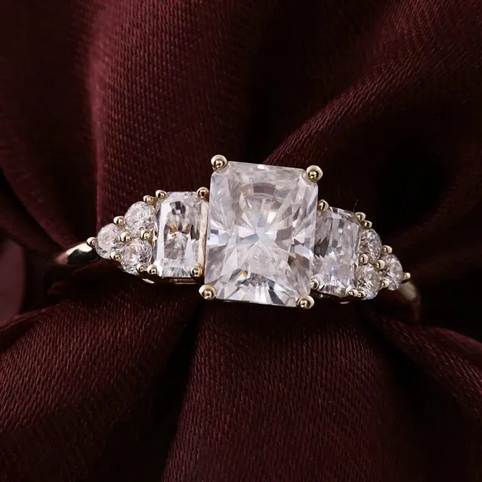 VVS Jewelry Rings 14K White Gold Moissanite Engagement Ring