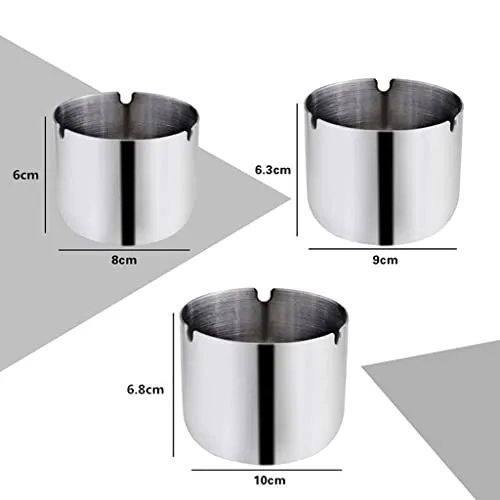ATORSE Stainless Steel Ashtray Cup Home Bar Ktv Round Smoke Groove Ash Tray 9Cm Dropshipped via Social Commerce Network Bracelets