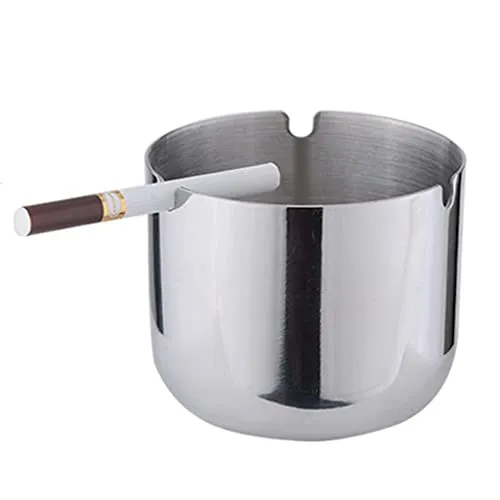ATORSE Stainless Steel Ashtray Cup Home Bar Ktv Round Smoke Groove Ash Tray 9Cm Dropshipped via Social Commerce Network Bracelets