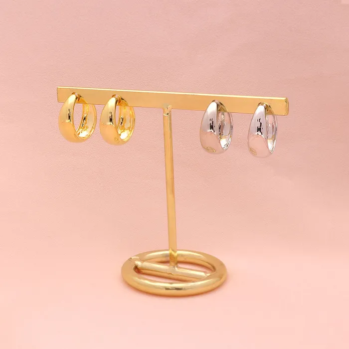 BERRICLE Earrings Dome CZ 2 Pairs Earrings Set in Gold Flashed Sterling Silver