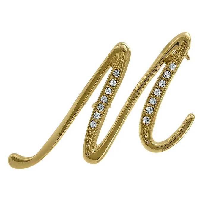 BERRICLE Earrings Initial Letter Pin in GoldTone
