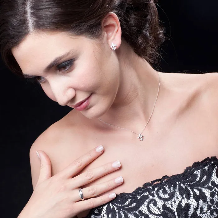 BERRICLE Necklaces Fleur De Lis CZ Necklace in Sterling Silver