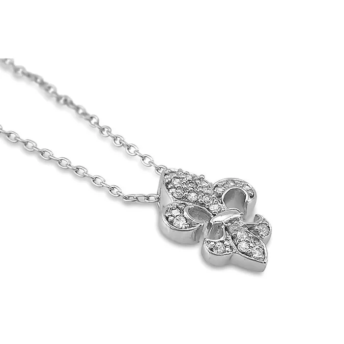 BERRICLE Necklaces Fleur De Lis CZ Necklace in Sterling Silver