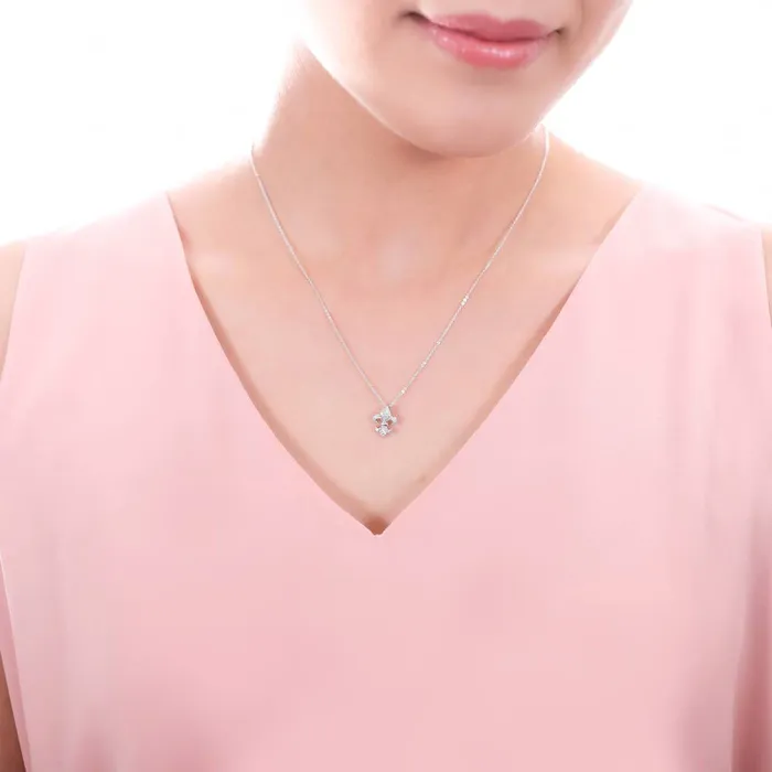 BERRICLE Necklaces Fleur De Lis CZ Necklace in Sterling Silver