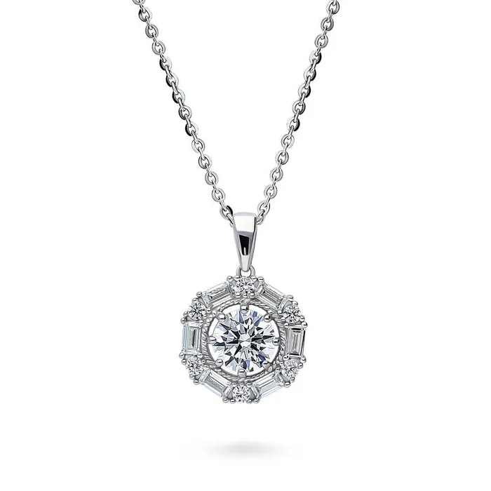 BERRICLE Necklaces Halo Cable CZ Necklace in Sterling Silver
