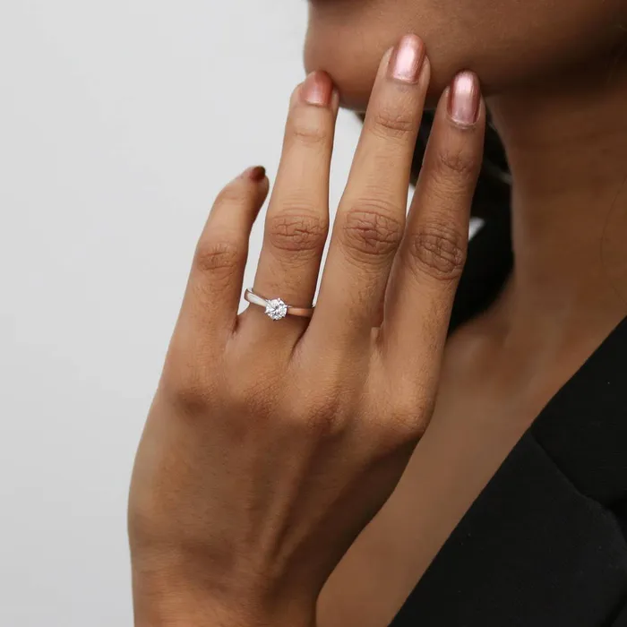 BERRICLE Rings Milgrain Solitaire 045ct CZ Ring Set in Sterling Silver