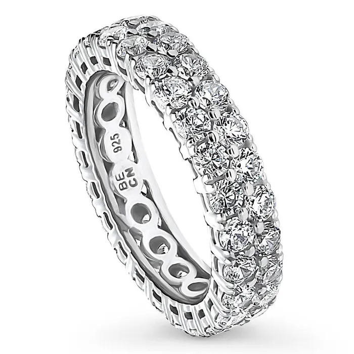 BERRICLE Rings Pave CZ Eternity Ring in Sterling Silver