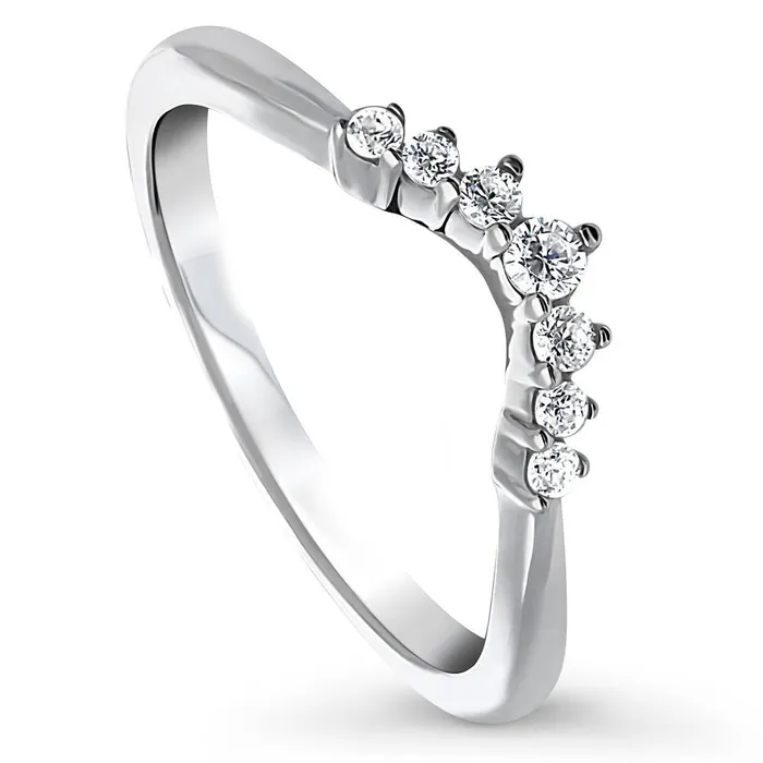 BERRICLE Rings Wishbone 7Stone CZ Band in Sterling Silver