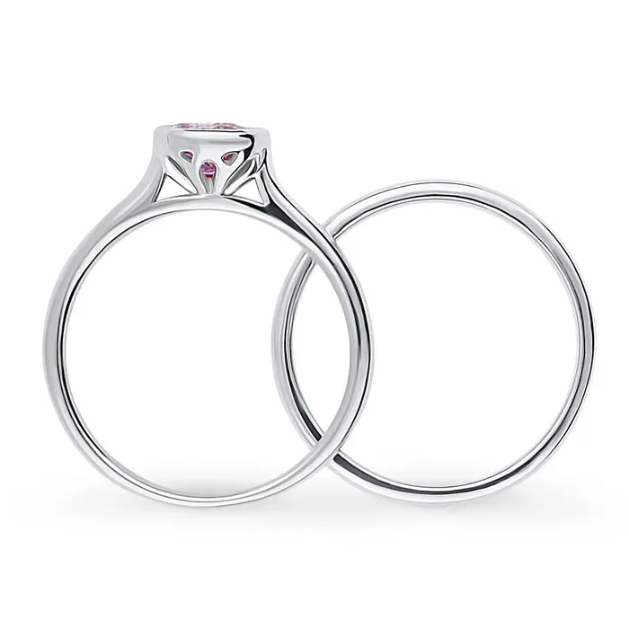 BERRICLE Solitaire 08ct Purple Bezel CZ Ring Set in Sterling Silver Rings