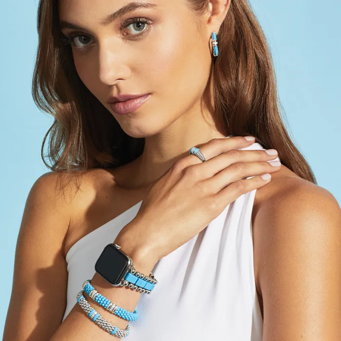 Blue Caviar Blue Three Station Ceramic Diamond Bracelet 9mm Lagos Bracelets Blue Caviar Blue Three Station Ceramic Diamond Bracelet 9mm Lagos Bracelets