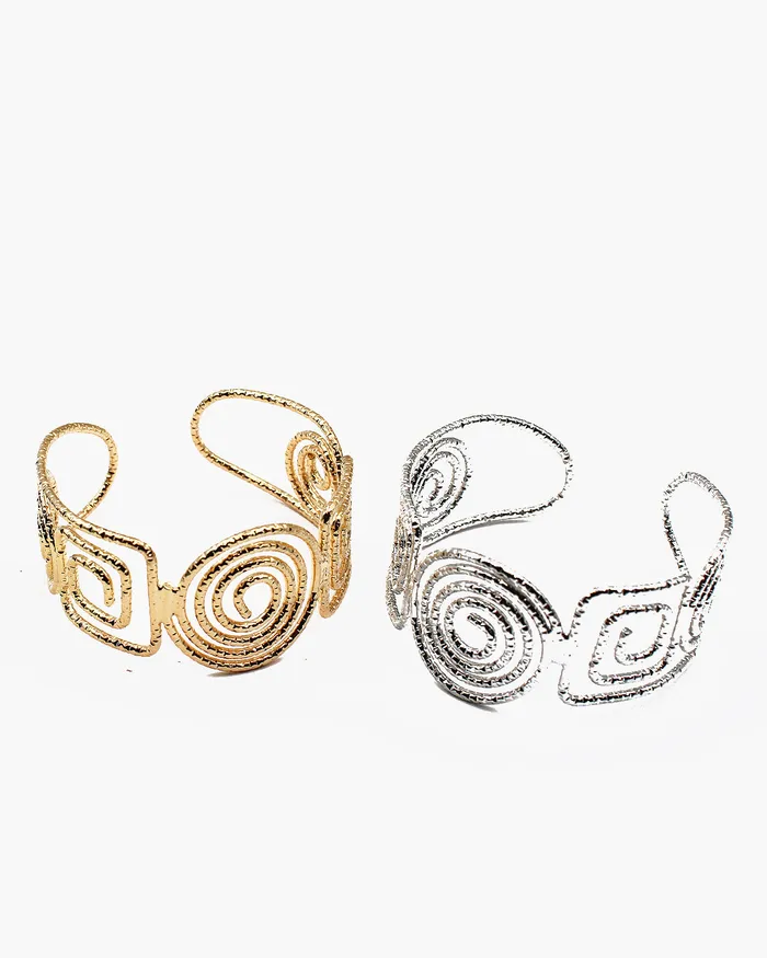 Bracelets 08172023 Geometric Pattern Wired Cuff Bracelet