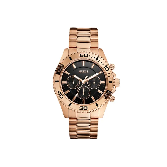Bracelets Guess Guess Mens Chronograph Watch IP RG Black Dial With Metal Bracelet Bracelets Guess Guess Mens Chronograph Watch IP RG Black Dial With Metal Bracelet