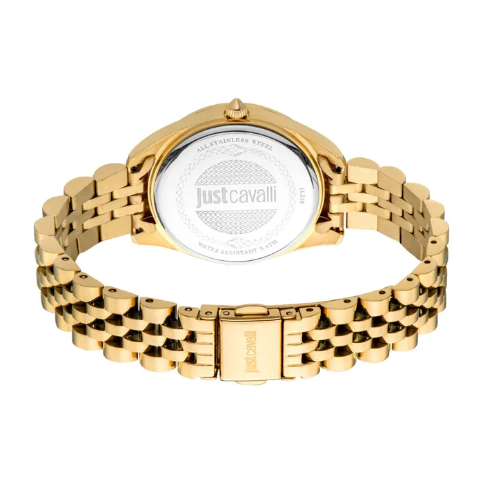 Bracelets Just Cavalli Just Cavalli Womens Gold Color Watch with Turquoise Dial and Gold Color Metal Bracelet