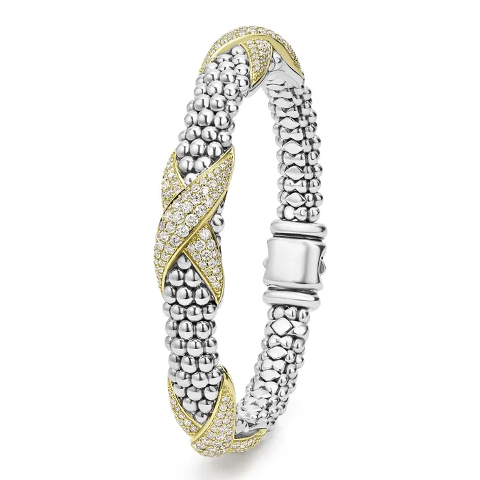 Bracelets LAGOS Embrace Three Station Diamond X Caviar Bracelet 9mm Bracelets LAGOS Embrace Three Station Diamond X Caviar Bracelet 9mm