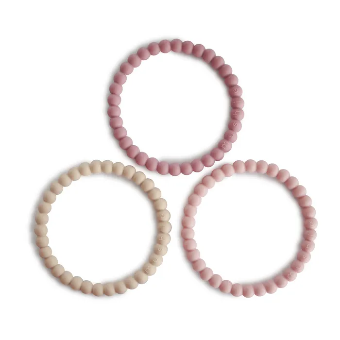 Bracelets Mushie Kids Mushie Bracelet Teether Linen Peony Pale
