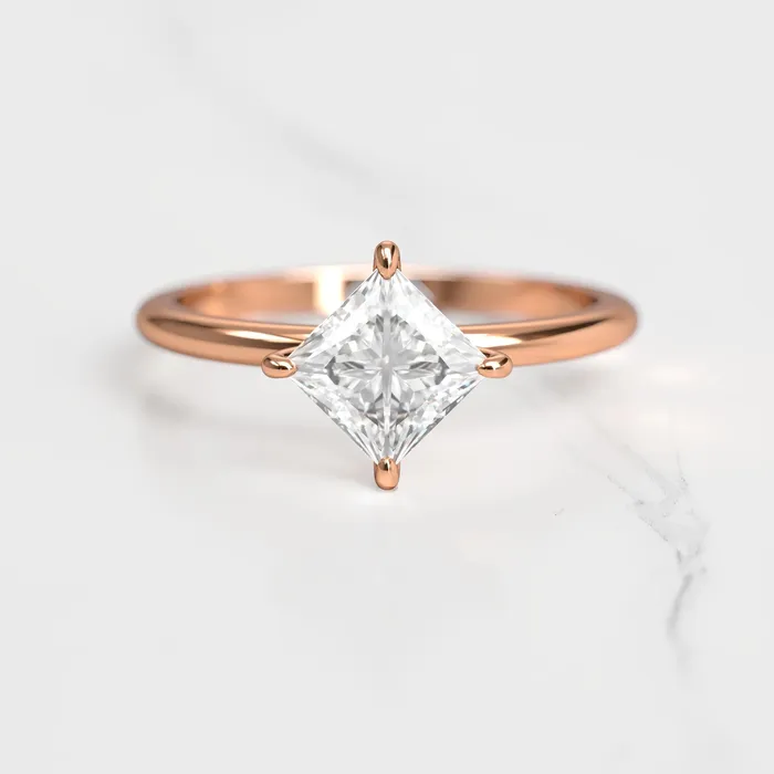 Capucinne Princess Solitaire Moissanite Ring Rings