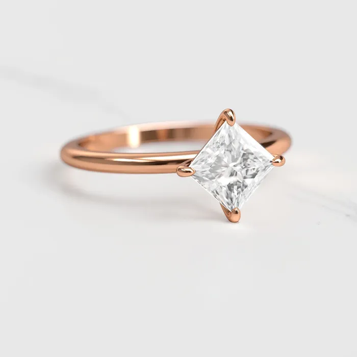 Capucinne Princess Solitaire Moissanite Ring Rings
