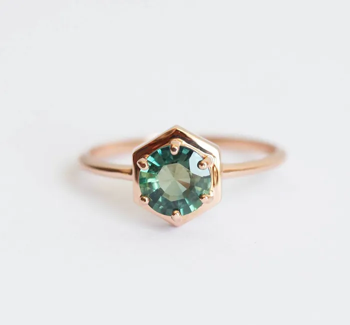 capucinne Rings Jayda Teal Blue Sapphire Ring