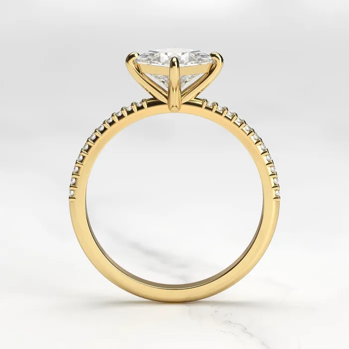 Capucinne Rings Princess Half Pave Tapered Diamond Ring