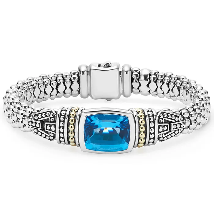 Caviar Color Swiss Blue Topaz Caviar Bracelet 9mm Lagos Bracelets
