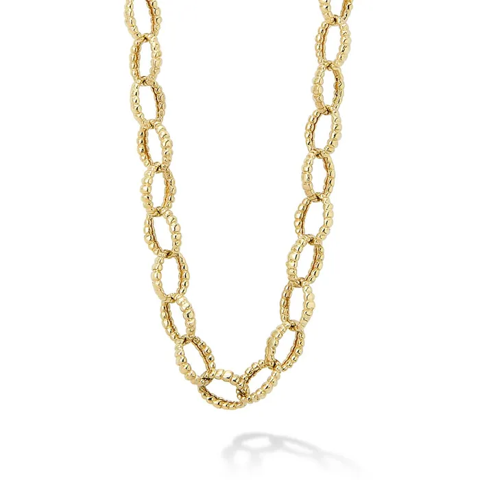 Caviar Gold 18K Gold Fluted Link Necklace Lagos PreStyled Sets