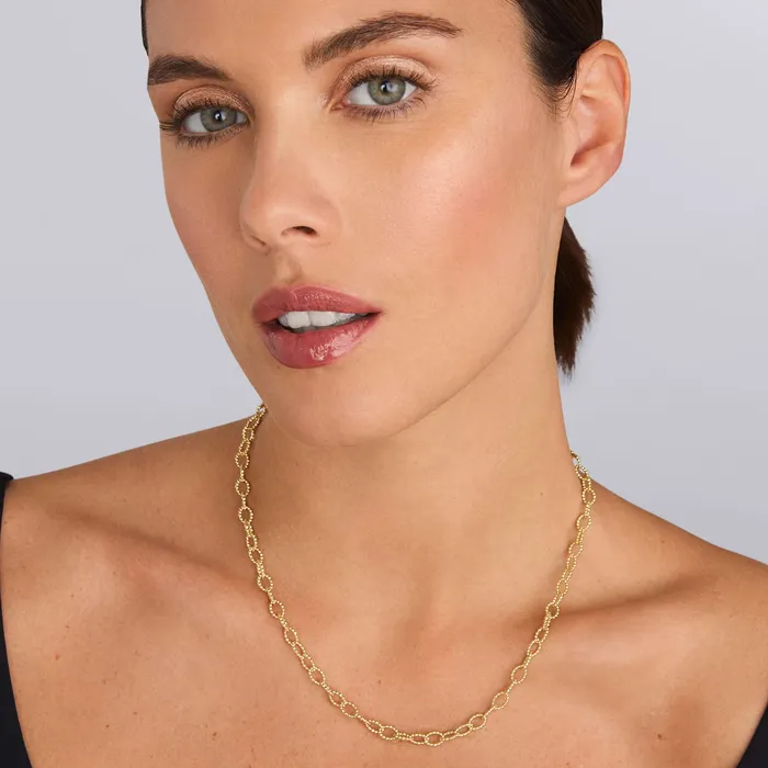 Caviar Gold 18K Gold Fluted Link Necklace Lagos PreStyled Sets Caviar Gold 18K Gold Fluted Link Necklace Lagos PreStyled Sets