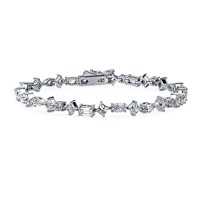 Cluster CZ Tennis Bracelet in Sterling Silver BERRICLE Bracelets