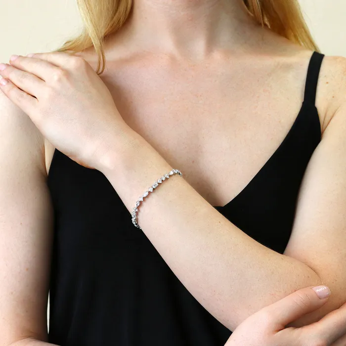 Cluster CZ Tennis Bracelet in Sterling Silver BERRICLE Bracelets