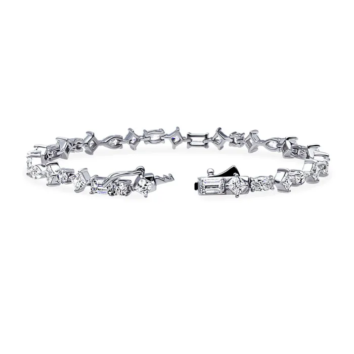 Cluster CZ Tennis Bracelet in Sterling Silver BERRICLE Bracelets