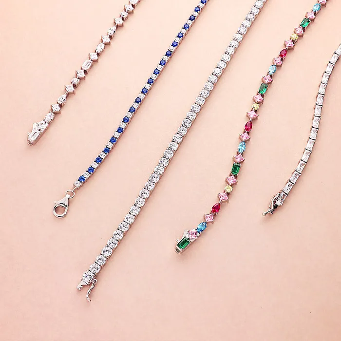 Cluster CZ Tennis Bracelet in Sterling Silver BERRICLE Bracelets