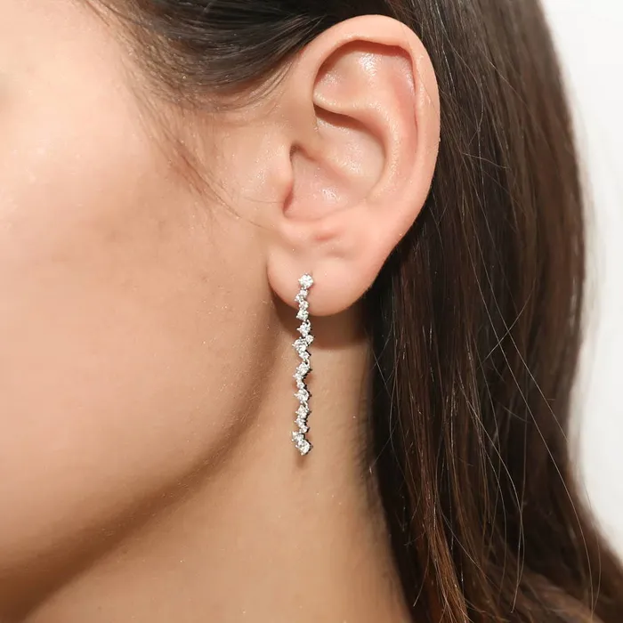 Earrings BERRICLE Cluster Bar CZ Necklace and Earrings in Sterling Silver