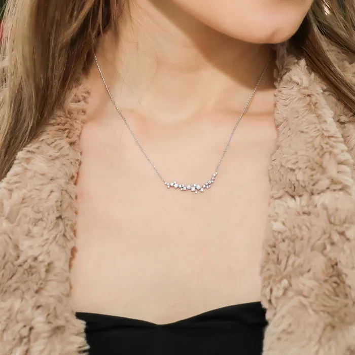 Earrings BERRICLE Cluster Bar CZ Necklace and Earrings in Sterling Silver