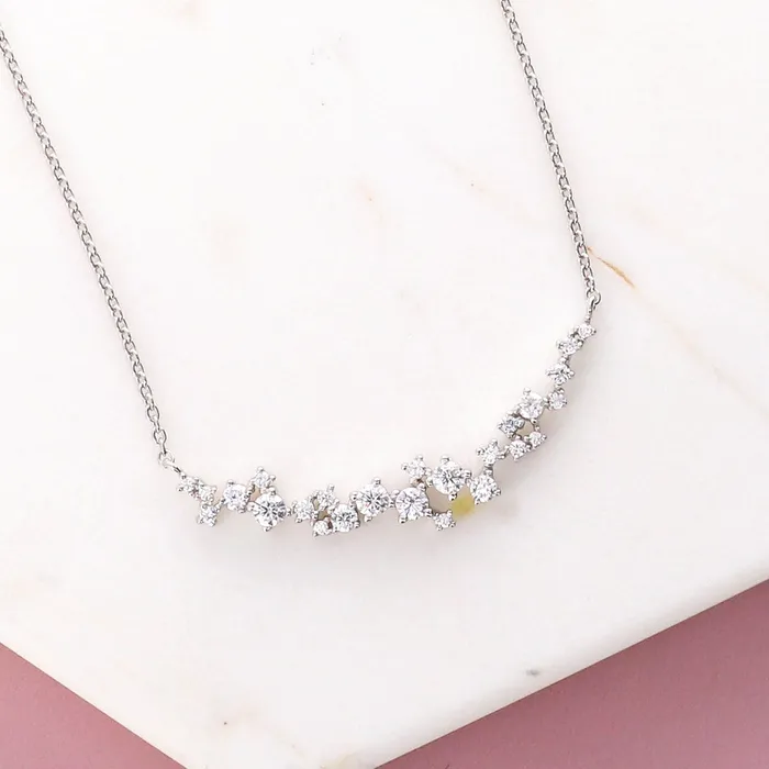 Earrings BERRICLE Cluster Bar CZ Necklace and Earrings in Sterling Silver