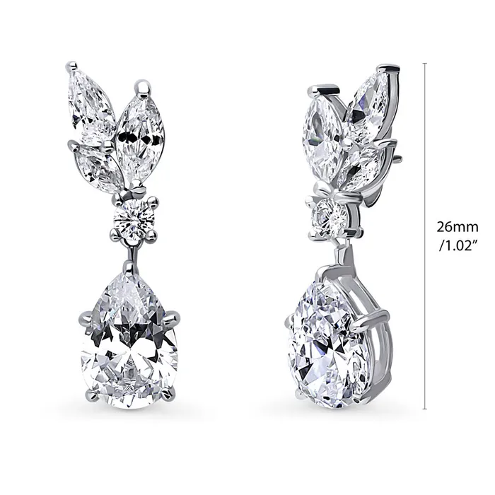 Earrings BERRICLE Cluster CZ Dangle Earrings in Sterling Silver